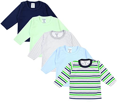 TupTam Baby Jungen Langarmshirt 5er Set, Farbe: Mehrfarbig, Größe: 98