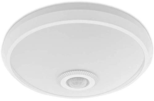 CGC Lighting White Bulkhead Round Motion Sensor PIR Ceiling Light Warehouse Office LED Porch Opal IP20 4000K
