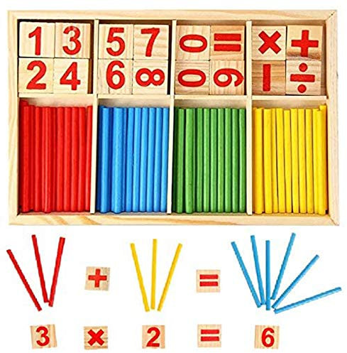KUTOI Counting Number Blocks and Sticks | Montessori Toys for Toddlers | Homeschool Supplies for Math manipulatives | Educational Wooden Math Educational Number Cards and rods with Storage Tray