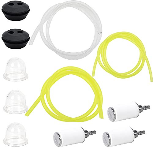 UBERMing Universal Benzinfilter Kit Kraftstoffschlauch(3x5mm, 2x3,5mm, 2,5x5mm)Benzinschlauch Ölschlauch PU Schlauch mit Kraftstofffilter Primer Birne Pumpe für Freischneider Hochentaster Heckenschere