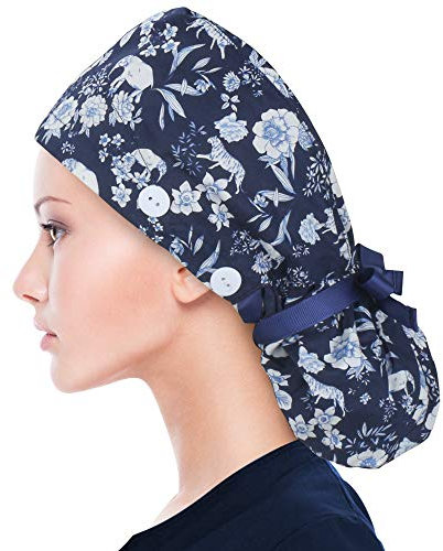 ABAMERICA Working Cap with Button Long Hair, Adjustable Working Hat Ponytail Holder, Tie Back Hats for Women & Men, One Size (1 Pack: Ponytail-Navy Pony)