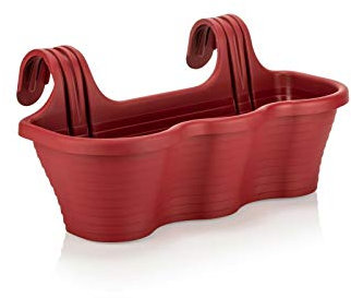 Tamersgifts Large Hanging Planter Plant Pots Trough Garden Fence Balcony Railing Flower Pot (Red)