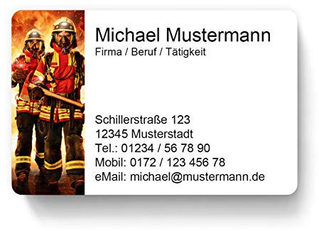 100 Visitenkarten, laminiert, 85 x 55 mm, inkl. Kartenspender - Feuerwehr Rettungsdienst