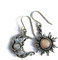 Antiqued Silver Sun and Moon Hook Earrings Bohemia Celestial Moonstone Earrings