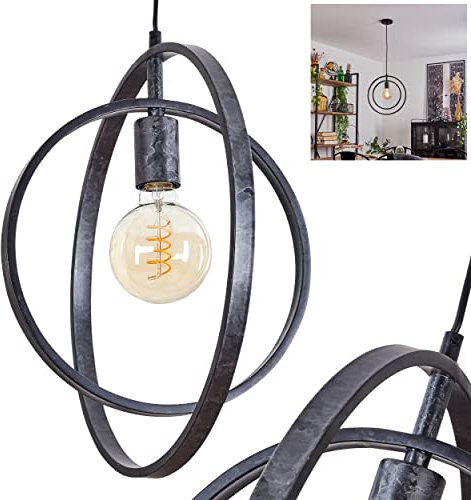 Hängeleuchte Tercel, moderne Hängelampe aus Metall in Schwarz/Grau, Pendelleuchte mit maximaler Höhe 150 cm, 1-flammig, 1 x E27,ohne Leuchtmittel