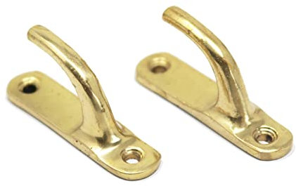 2 x fiXte Modern Styled Metal Curtain Blind Rope Cord Tassel Tie Back Hooks Available in Chrome, Brass or Modern Black Finishes (Brass)