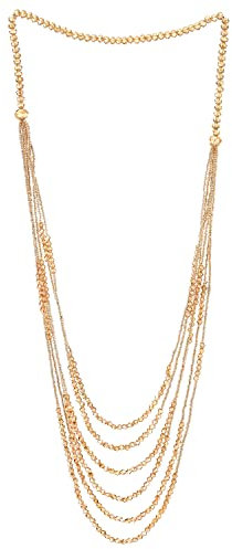 COOLSTEELANDBEYOND Champagnergold Perlen Lange Statement Halskette Multi-Schichten Wasserfall Kette Mit Kristall Perlen Charme Anhänger