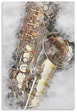 Musikinstrument Kunst Poster Saxophon Musik Wand Zimmer Ästhetik Leinwand Poster Druck Zimmer Wohnzimmer Wanddekoration Gemälde Poster Dekorative Malerei Leinwand Wandkunst Wohnzimmer Poster