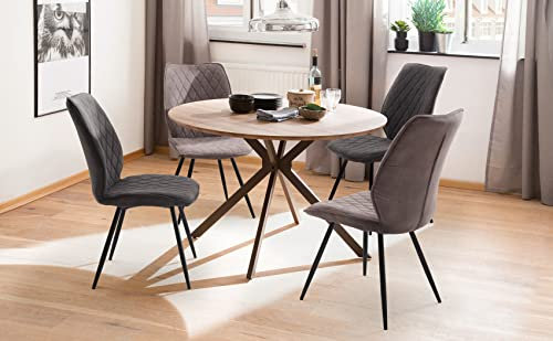 expendio Essgruppe Florentin Wildeiche Nb rund 120x76x120 cm + Stühle Nadja Antiklook anthrazit Sand Tischgruppe Esszimmer