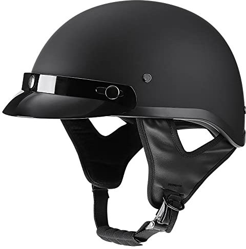 Halbhelme Motorradhelm, Antikollisions-Schutzhelm für Erwachsene Herren Damen, DOT/ECE-Zertifizierter Halbschale Jet-Helm mit Visier, für Bike Cruiser Moped Scooter (56~62CM)
