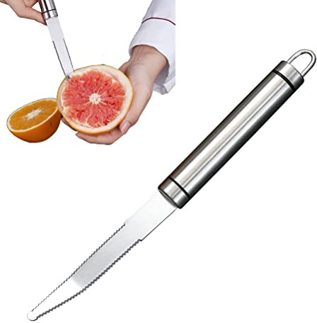 Dulier Stainless Steel Grapefruit Knife - Curved Serrated Bread for Kitchen - Fruit Knife - Chef Kitchen Curved Carving Tool