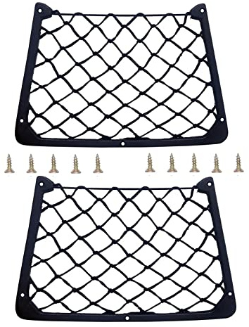 BuxiuGK 2 Pcs Car Storage Net Bag Elastic Storage Net with Plastic Frame with Screws for Car Caravan Motorhome Boat,31x21cm,Black
