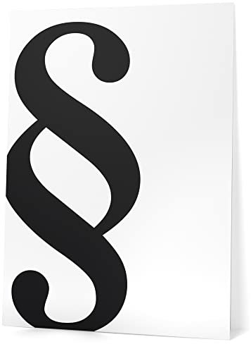 Papierschmiede® Typografie Poster, 40x50 cm, Wanddeko Büro, Arbeitszimmer, Küche, schwarz-weiß Bild mit Spruch OHNE Rahmen, Symbol: § Paragraph schwarz auf weiß