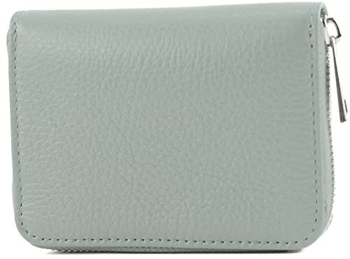modamoda de - P04 - ital. Damen Portemonnaie Echtleder kurz, Farbe:Eisblau