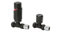 Wärmer System Straight Black Thermostatic Radiator Valve Vertical Or Horizontal Mounting with Matching Lockshield Valve 15x1/2