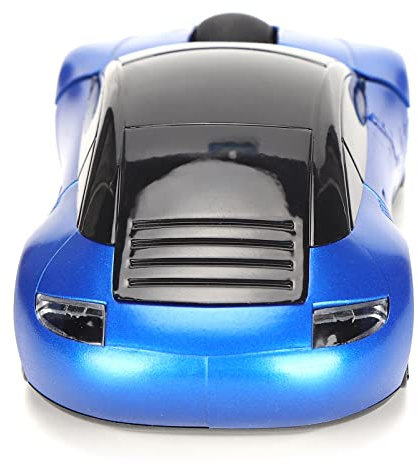 Souris de Voiture sans Fil 2.4 GHz, Souris Optique Ergonomique en Forme de Voiture de Sport 3D avec Récepteur USB, Souris D'Ordinateur 1600 DPI avec Lumière LED (Bleu)