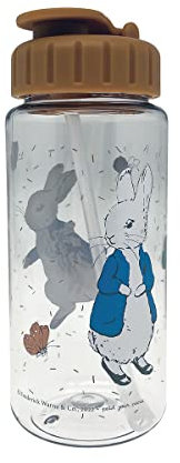 PETIT JOUR - Gourde Pour Enfant - Avec Paille Intégrée - Polypropylène - Pour Le Sport & L'École - Lavable Au Lave-Vaisselle - Sans BPA - Motifs Pierre Lapin - 350ml