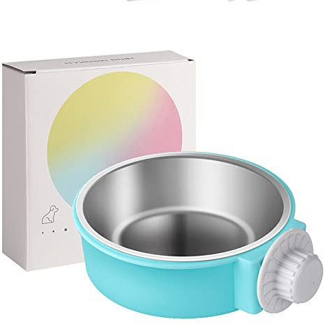 BEAUTYBIGBANG Ensemble de gamelles de Lapin Bol de Cage pour Petits Animaux et gamelle Suspendue en Acier Inoxydable pour Lapin Chinchilla Cochon d'Inde gamelle pour Hamster (Bleu)