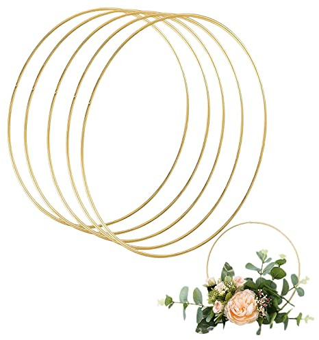 5 Stück goldene Metallringe, Makramee-Ringe, Metallringe zum Basteln, schöne Metall-Blumenkranz, Traumfänger-Reifen, langlebig, Hochzeitskranz, für Heimwerker, Basteln und Dekoration