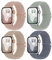 Lot de 4 bracelets tressés antidérapants compatibles avec Apple Watch - 44 mm, 45 mm, 42 mm, 49 mm - Réglable - En tissu nylon élastique - Pour iWatch séries SE 9 8 7 6 5 4 3 Ultra / Ultra 2