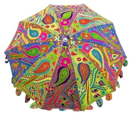 Umbrella Bohemian Garden UmbrellaIndian Hand embroidered large Garden Parrot Embroidery Design Umbrella Wedding Parasols Large Size Pool Umbrella Beach Umbrella- Style Speaks