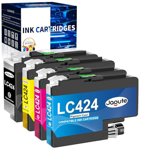 Jagute LC424 LC-424VAL Tintenpatronen Kompatible für Brother LC 424 Druckerpatronen LC-424 Patronen für Brother DCP-J1200W DCP-J1200WE (4er-Pack, 1 Schwarz, 1 Cyan, 1 Magenta, 1 Gelb)
