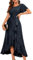 Berylove Women's Sequins Formal Party Dresses Flutter Short Sleeve Wedding Dresses Long Evening Gowns Sparkling Prom Dresses Darkblue