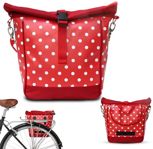 Ikuri Kleine Fahrradtasche 20-26’’ für Kinder Falträder Klappräder aus Plane mit Umhängegurt – Modell Lunares rot