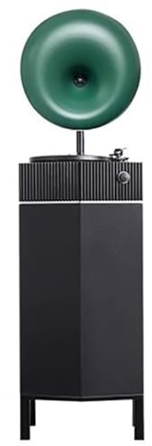 MegLob Giradischi in Vinile A Cartuccia MM, Giradischi in Vinile con Altoparlante, Fonografo Vintage, Lettore in Vinile con Braccio Turbo con Riproduzione 33/45 Giri,Black b