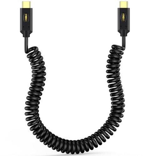 Disscool Cable USB 4 en espiral de resorte, cable USB C a USB C 8K/6K @60 Hz 40 Gbps 240 W de carga rápida de datos tipo C cables de extensión compatibles con teléfonos móviles, portátiles (1,2 m)