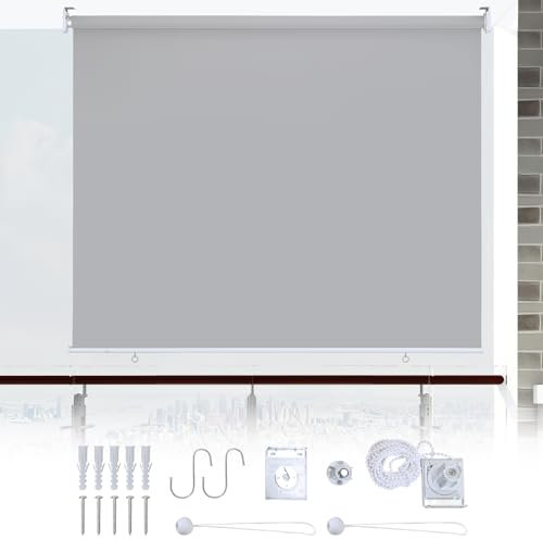 Ikodm Toldo vertical exterior 100 x 240 cm, toldo para balcón, toldo exterior, toldo para balcón, sombra y privacidad, toldo vertical, sombra interior, gris