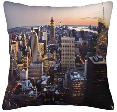 OPSREY Bedruckter Kissenbezug mit Motiv New York City, quadratisch
