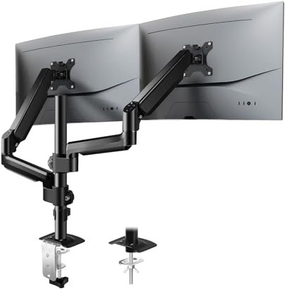 Kolohoso Supporto Doppio Monitor per Schermo LED LCD da 13 a 32 Pollici, Braccio Monitor Doppio VESA 75/100mm, Ergonomica Regolazione Dell'altezza con Inclinazione, Girevole, Carico 2-9 kg per Braccio