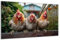 DARO Design - Wand-Bild auf 6mm HDF 40x30 cm 3 Hühner auf Zaun - Wand-Deko Bilder Geschenk
