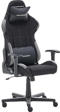 DXRacer 5.2 FD01 /NG -NEW- Gaming-/ Büro-/ Schreibtischstuhl, mit Wippfunktion Gaming Stuhl Höhenverstellbarer Drehstuhl PC Stuhl Ergonomischer Chefsessel, schwarz-grau