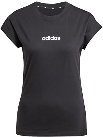 adidas Donna Essentials Linear Cotton T-Shirt, Black/White, S
