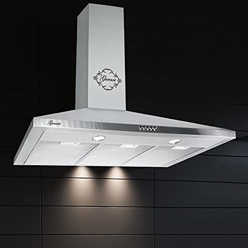 Gurari Hotte aspirante 90 cm GCH C 147 IS 9 N Hotte murale en acier inoxydable | Moteur très absorbant 1000 m³/h | Montage mural Hotte aspirante en mode recyclage ou évacuation d'air Hotte de cheminée