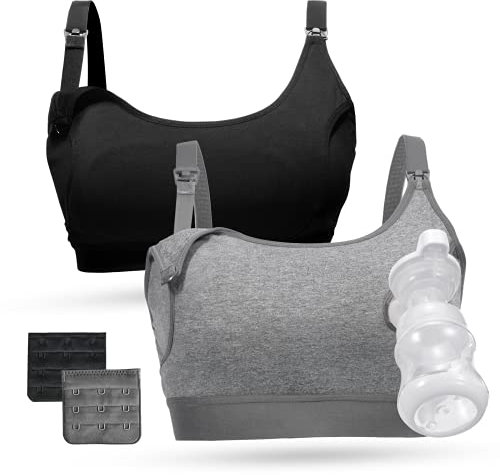 momcozy Hands Free Pumping Bra, Adjustable Breast-Pumps Holding and Nursing Bra, Pumping & Nursing Bra in One