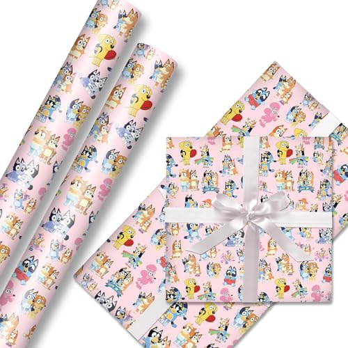 Wrapping Paper 5 Sheets of 50 cm x 70cm Birthday Gift Wrapping Paper Durable Surprises Gift Wrap Pack for Kids Birthday, Recyclable Gift Wrapping Paper, Party Storage Festive Decoration