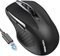 TechRise Wireless Mouse, Rechargeable Bluetooth Mouse (BT5.0/3.0 & 2.4G), 4800DPI Adjustable, 6-Button Silent Computer Mouse, Ergonomic Wireless Mouse for Laptop PC Mac, Black