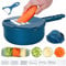 Vegetable Chopper-9 IN 1 Potato Slicer,Vegetable Grater Food Chopper with Container Multifunctional Chopper Vegetable Cutter Slicer With 6 Stainless Steel Blades For Kitchen (Blue, 9 in 1)