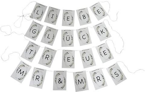 Girlande | Hochzeit | Standesamt | Braut und Bräutigam | deutsch | türkisch | nikah | Liebe | Treue | Mr & Mrs | Glück | Sevgi | Saygi | Huzur (mit Personalisierung, Girlande (Blume) - deutsch)