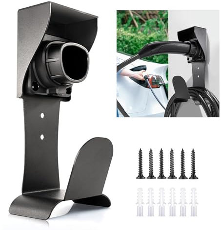 mufojyez EV Charger Control Holder, EV Charger Nozzle and Cable Holder, EV Charger Holder Wall Mount for Indoor & Outdoor Use, Stable Strong Load-bearing Simple Installation Black