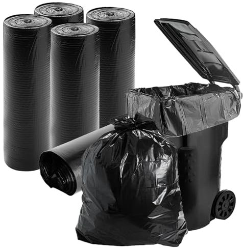 MUXHEL Lot de 50 sacs poubelle de 150 l - 110 x 130 cm - Sacs poubelle - Sacs poubelle - Sacs poubelle extra solides - Pour les déchets ménagers et le bureau - Noir