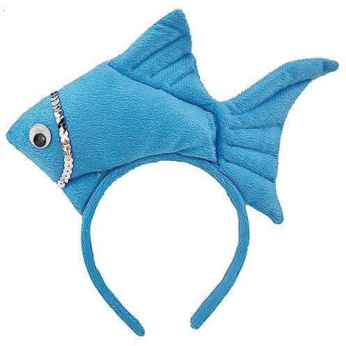 jdstty Uni Cartoon Stirnband gefüllt Fisch Form Haarreifen Plüsch Party Kopfschmuck Haarband Party Cosplay Kostüm Requisiten, blau