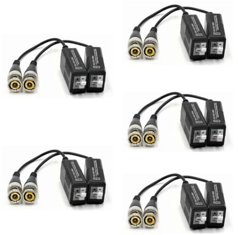 Roxvue 5 Paar Balun BNC-Stecker auf UTP-Netzwerkkamera für HD-TVI-AHD-CVl-Kamera CCTV-Video-Balun BNC auf CAT5 CAT6 UTPPassives Video