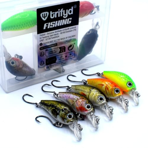 trifyd ® - Forellen wobbler UL 4cm, 5 Stück mit Köderbox, Trout Box V2 für Forelle und Barsch