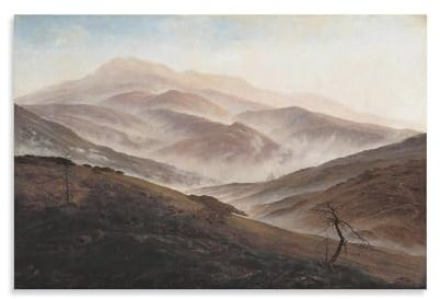 Peintre Caspar David Friedrich Peinture de paysages géants de montagnes géantes avec brouillard montant 1 - Impression sur toile - Décoration murale moderne - 60 x 90 cm