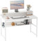 CubiCubi Schreibtisch 120×60cm, Computertisch mit Ablageregal und Bücherregal, PC-Tisch, Bürotisch fürs Büro, Wohnzimmer, Industrie-Design, Stabil Stahlgestell, Weiß