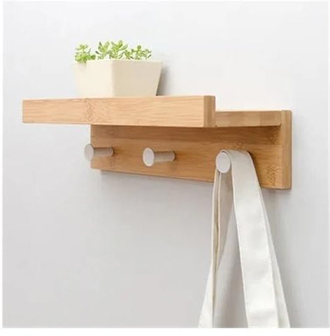 Windmilne Porte-Manteaux muraux en Bambou, étagère Murale, Porte-Manteaux, Porte-vêtements, Porte-clés (3 Crochets naturels)